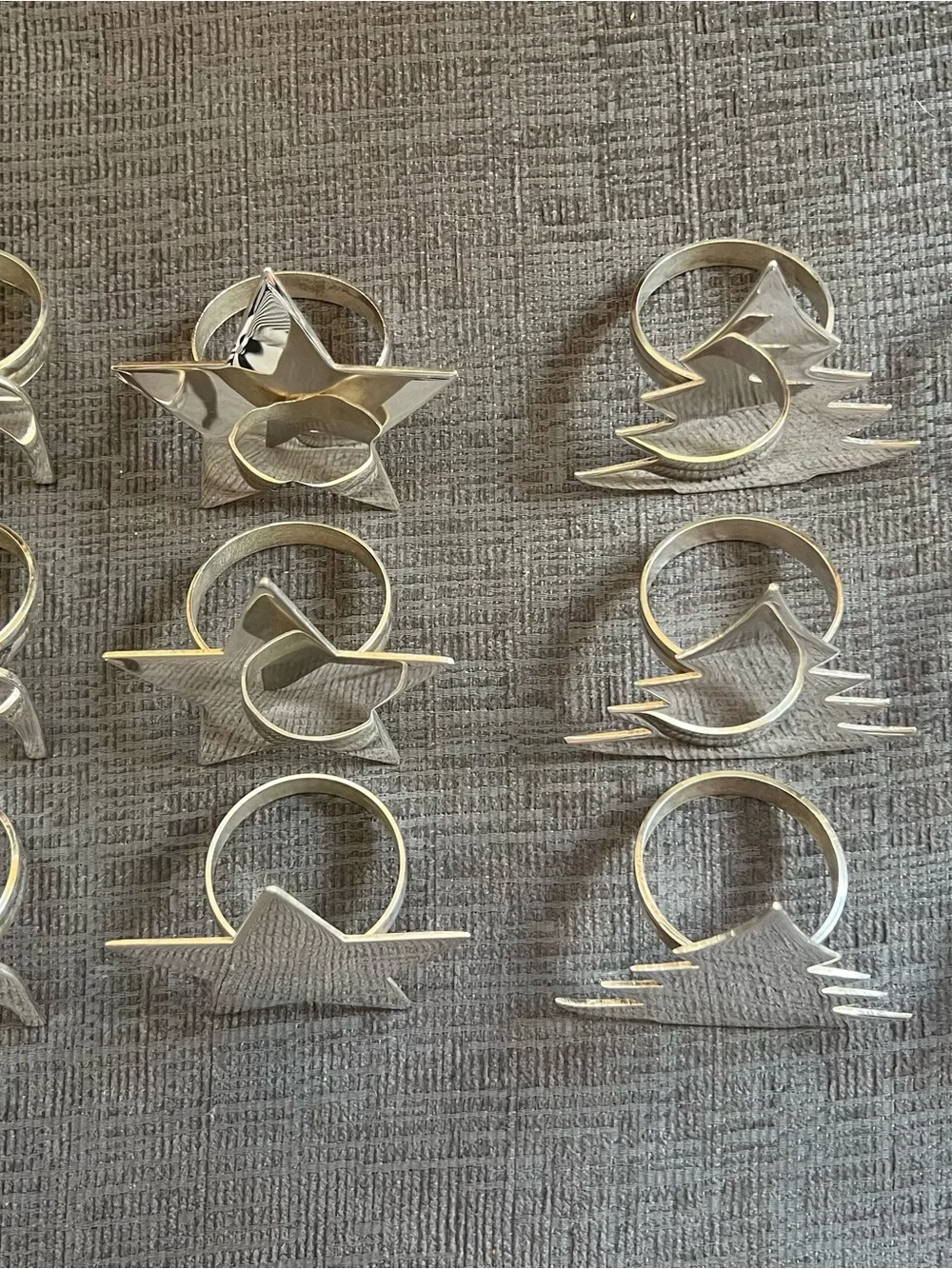 VTG Pier 1 Imports Silver Christmas Napkin Rings Set of 12 Reindeer Snowflake